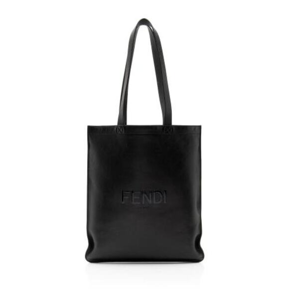 $2750 FENDI large TOTE black leather embossed Fendi logo excellent Condi… - Picture 4 of 15